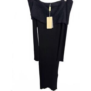 NEW MARIA PAVAN women's bardot maxi dress in black